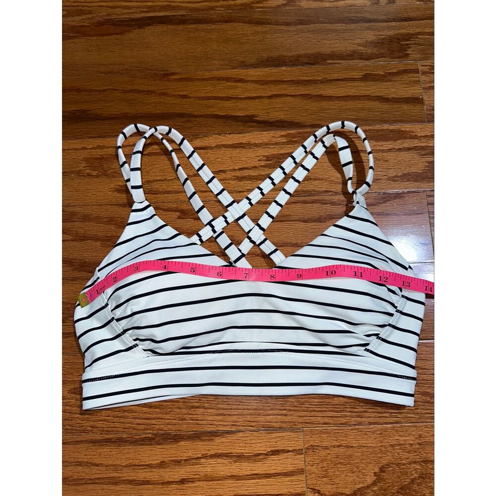 Calia Strappy Back Ruched White Black Stripe Bikini Swim Top Size S - Picture 9 of 13